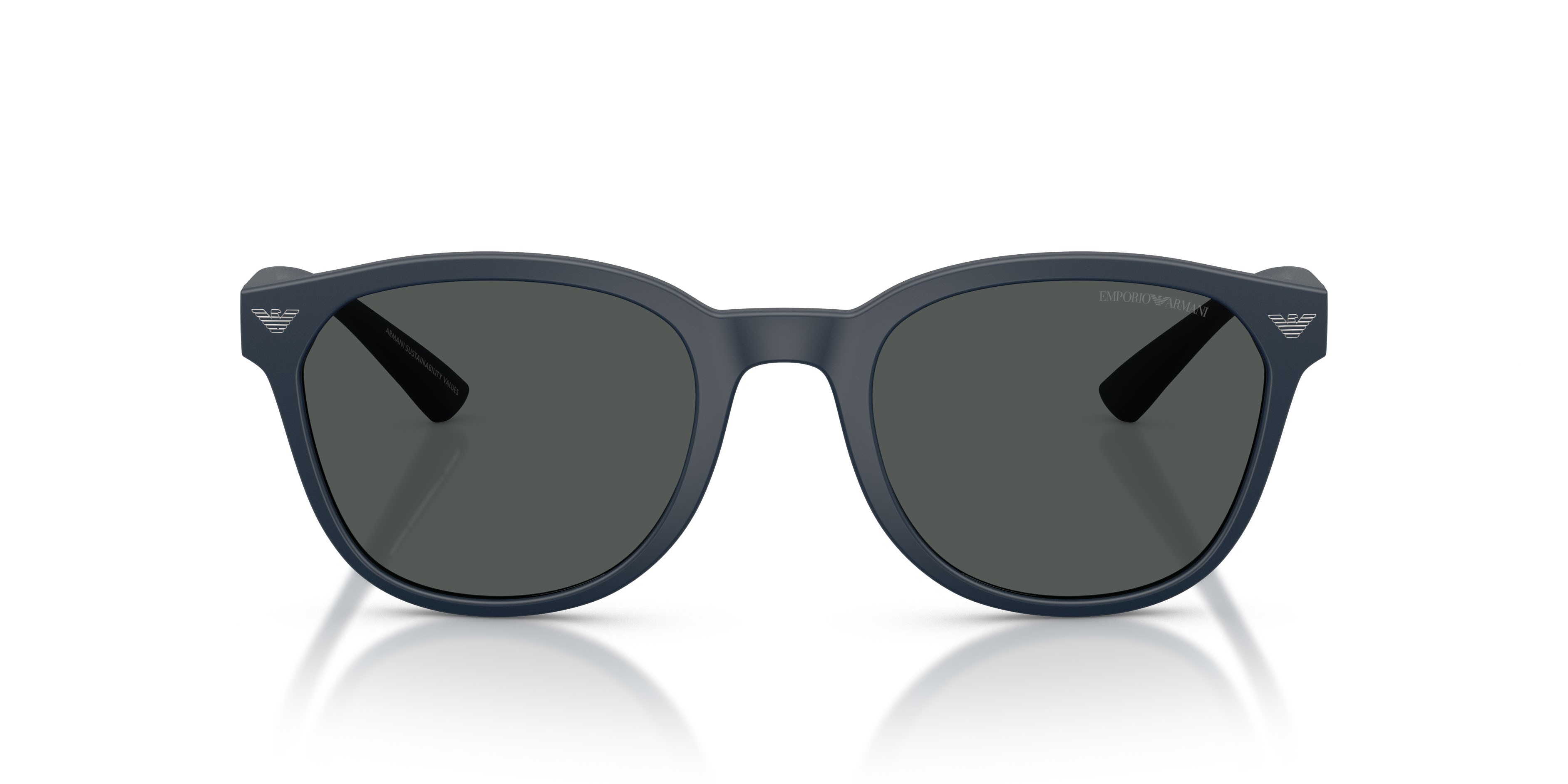Occhiali da sole Emporio Armani EA 4225U (618587) colore blu navy opaco forma pantos lenti grigio scuro