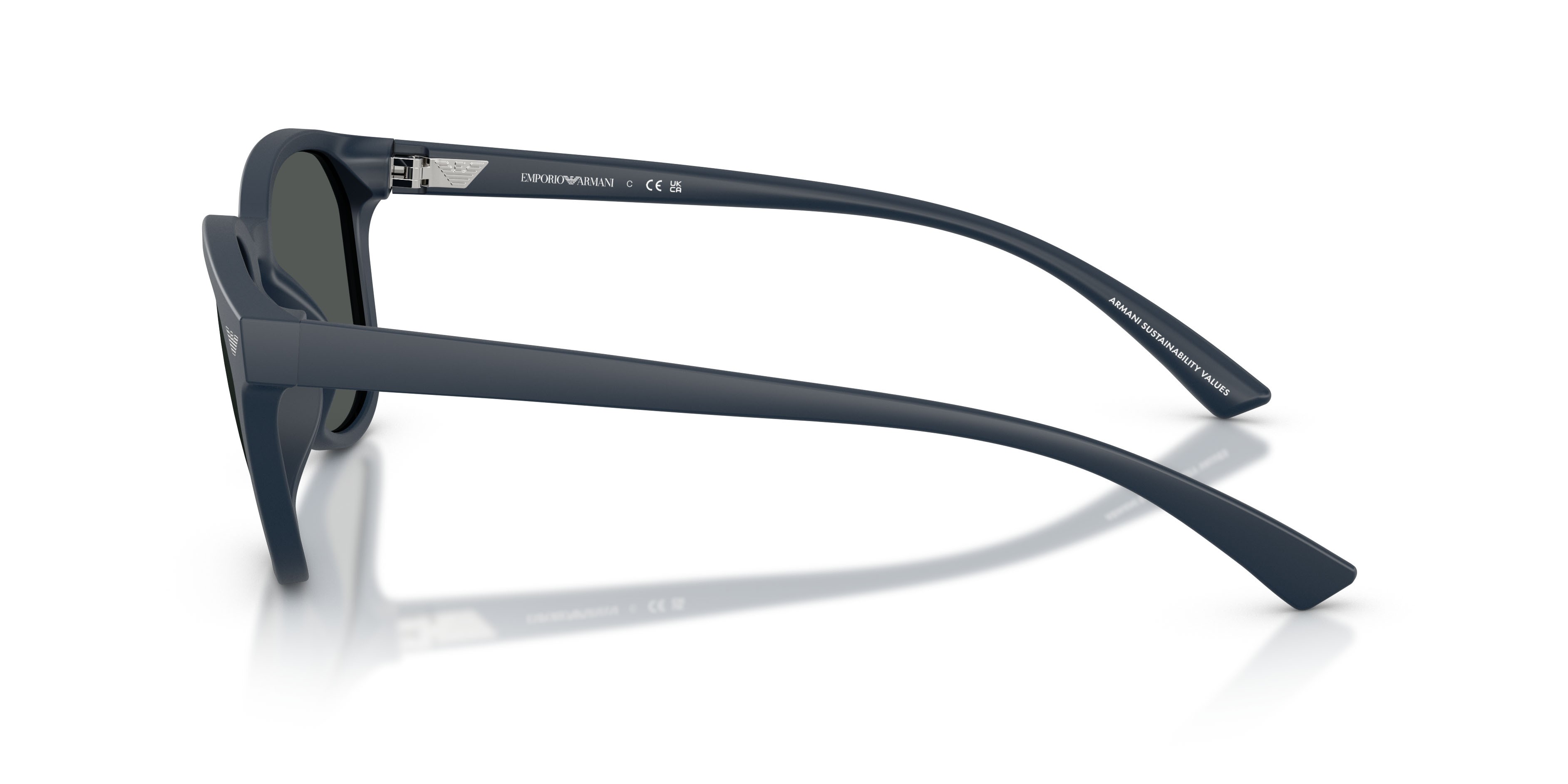 Occhiali da sole Emporio Armani EA 4225U (618587) colore blu navy opaco forma pantos lenti grigio scuro