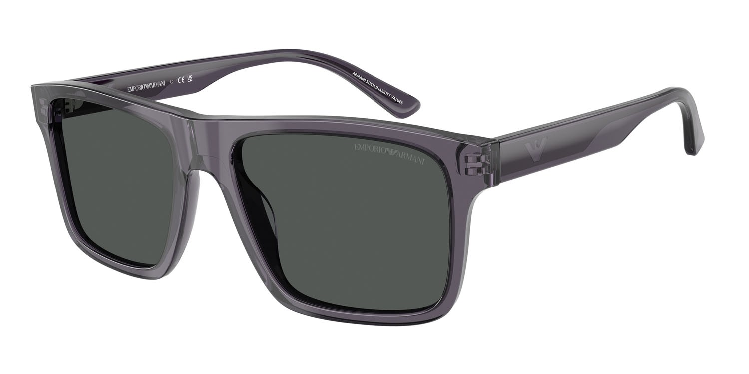 Occhiali da sole Emporio Armani EA 4232 (610687) colore grigio scuro trasparente forma quadrato lenti fumo