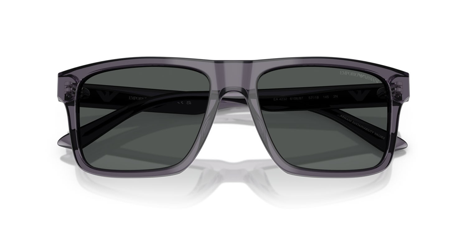 Occhiali da sole Emporio Armani EA 4232 (610687) colore grigio scuro trasparente forma quadrato lenti fumo