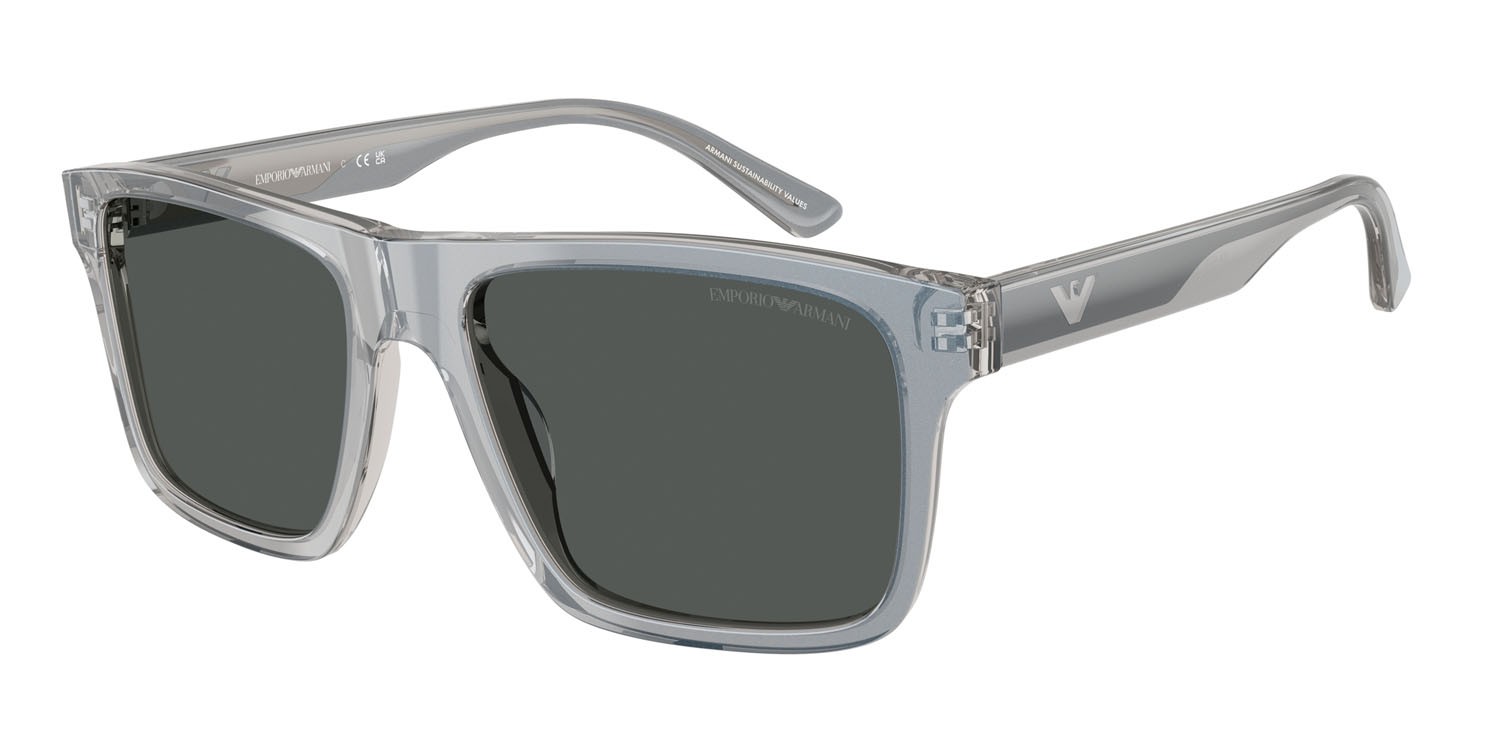 Occhiali da sole Emporio Armani EA 4232 (617787) colore grigio iridescente forma quadrato lenti fumo