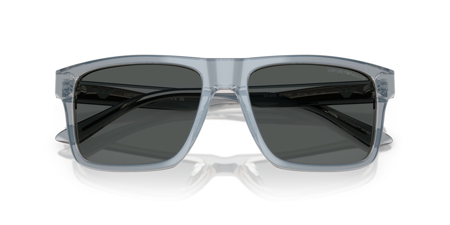 Occhiali da sole Emporio Armani EA 4232 (617787) colore grigio iridescente forma quadrato lenti fumo