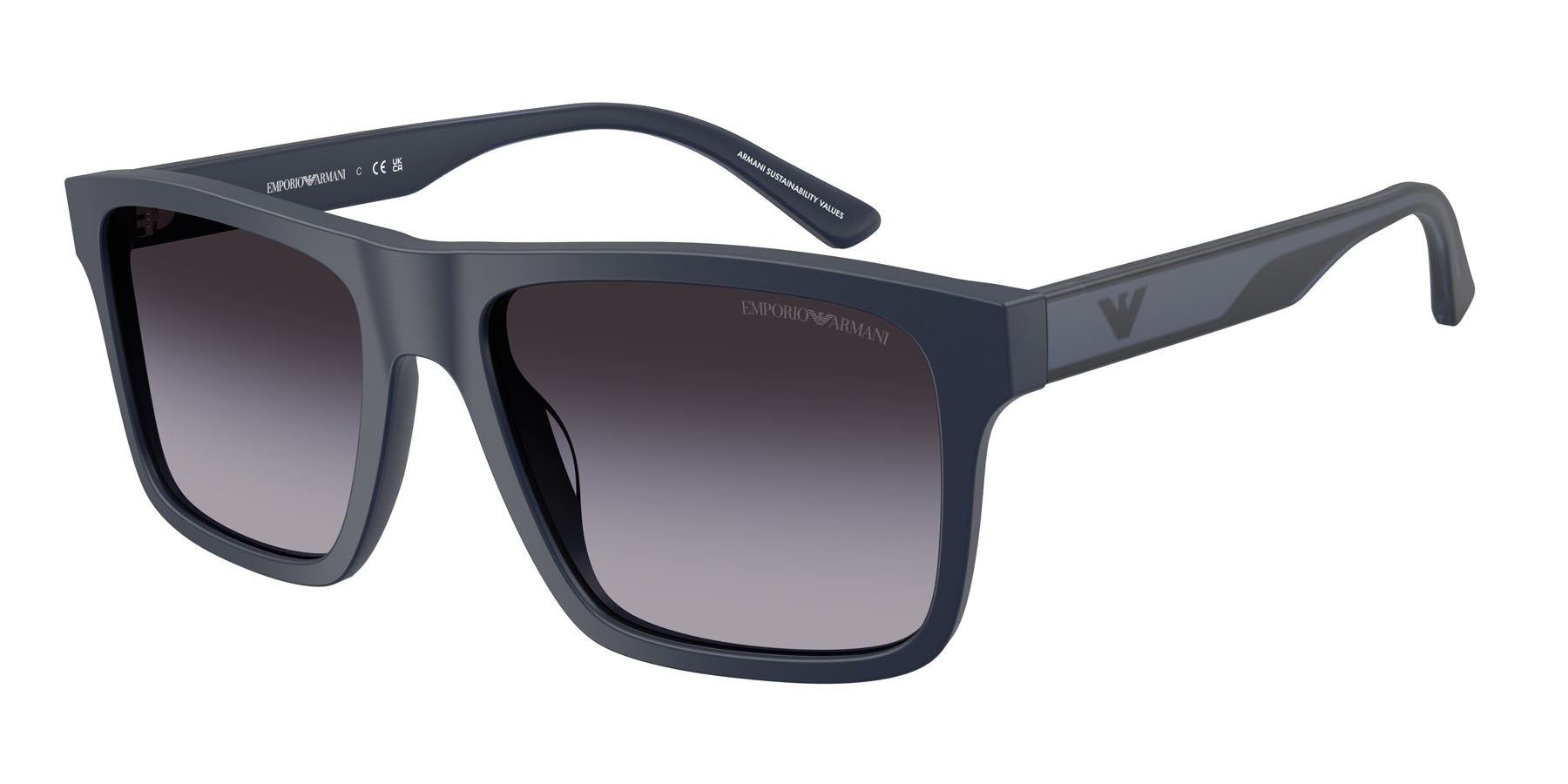 Occhiali da sole Emporio Armani EA 4232 (62568G) colore blu opaco forma quadrato lenti sfumato grigio