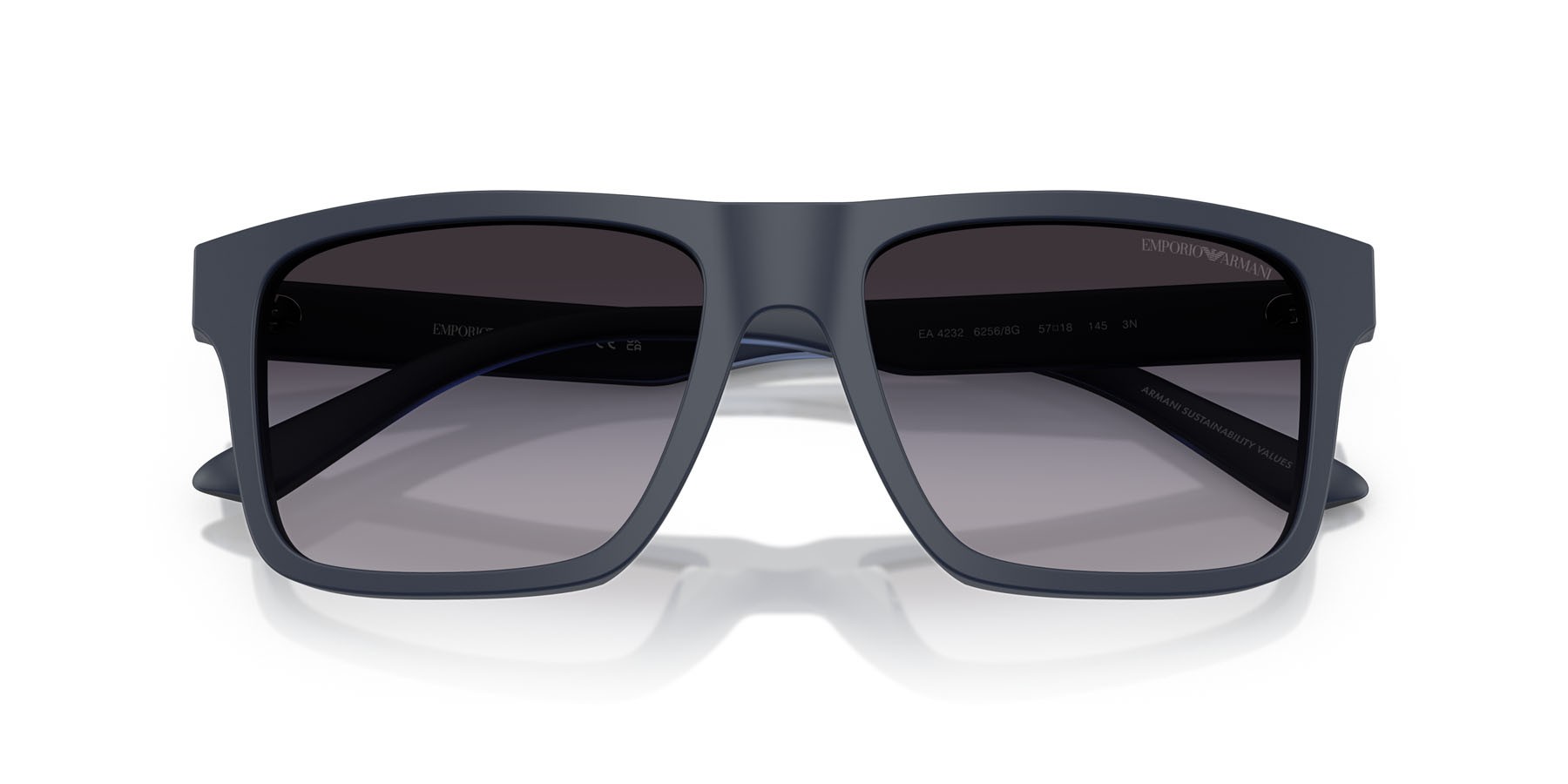 Occhiali da sole Emporio Armani EA 4232 (62568G) colore blu opaco forma quadrato lenti sfumato grigio