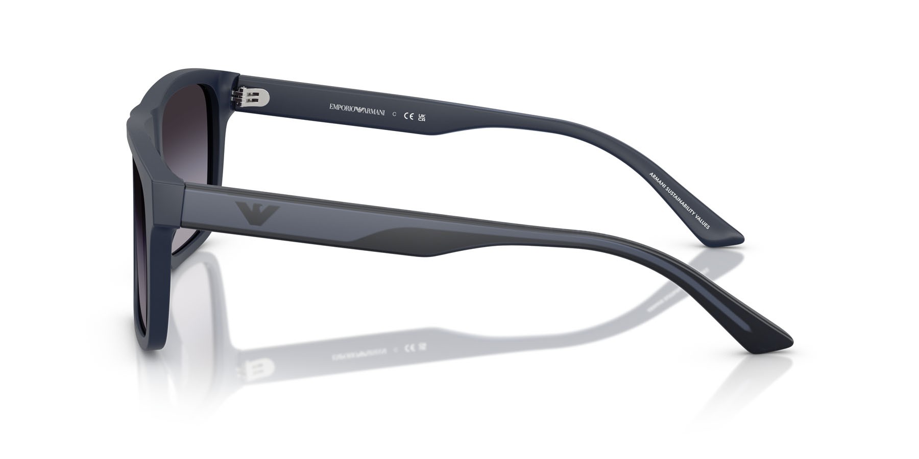 Occhiali da sole Emporio Armani EA 4232 (62568G) colore blu opaco forma quadrato lenti sfumato grigio