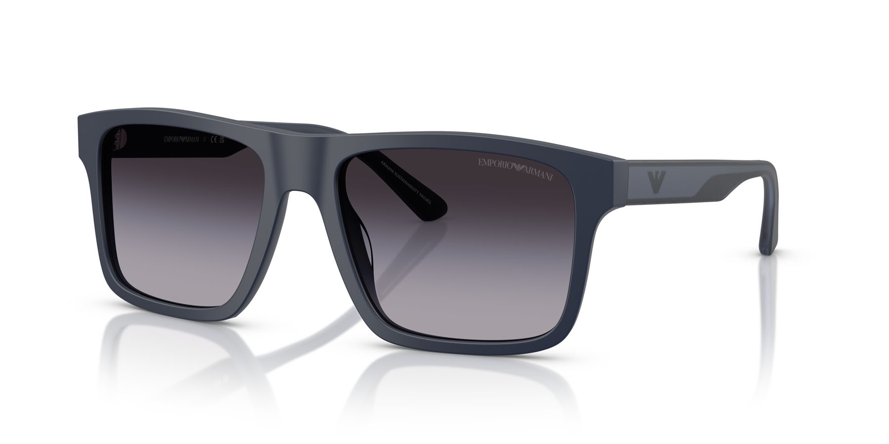 Occhiali da sole Emporio Armani EA 4232 (62568G) colore blu opaco forma quadrato lenti sfumato grigio