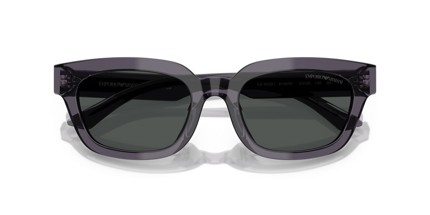 Occhiali da sole Emporio Armani EA 4233U (610687) colore grigio trasparente forma irregolare lenti grigio scuro