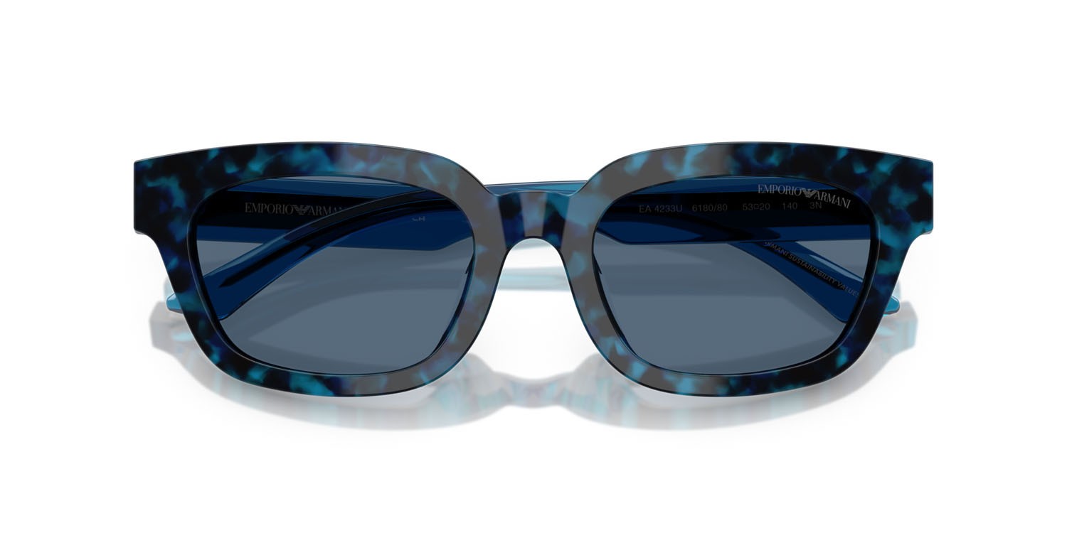 Sunglasses Emporio Armani EA 4233U (618080) color havana blu shape irregular lenses blu scuro