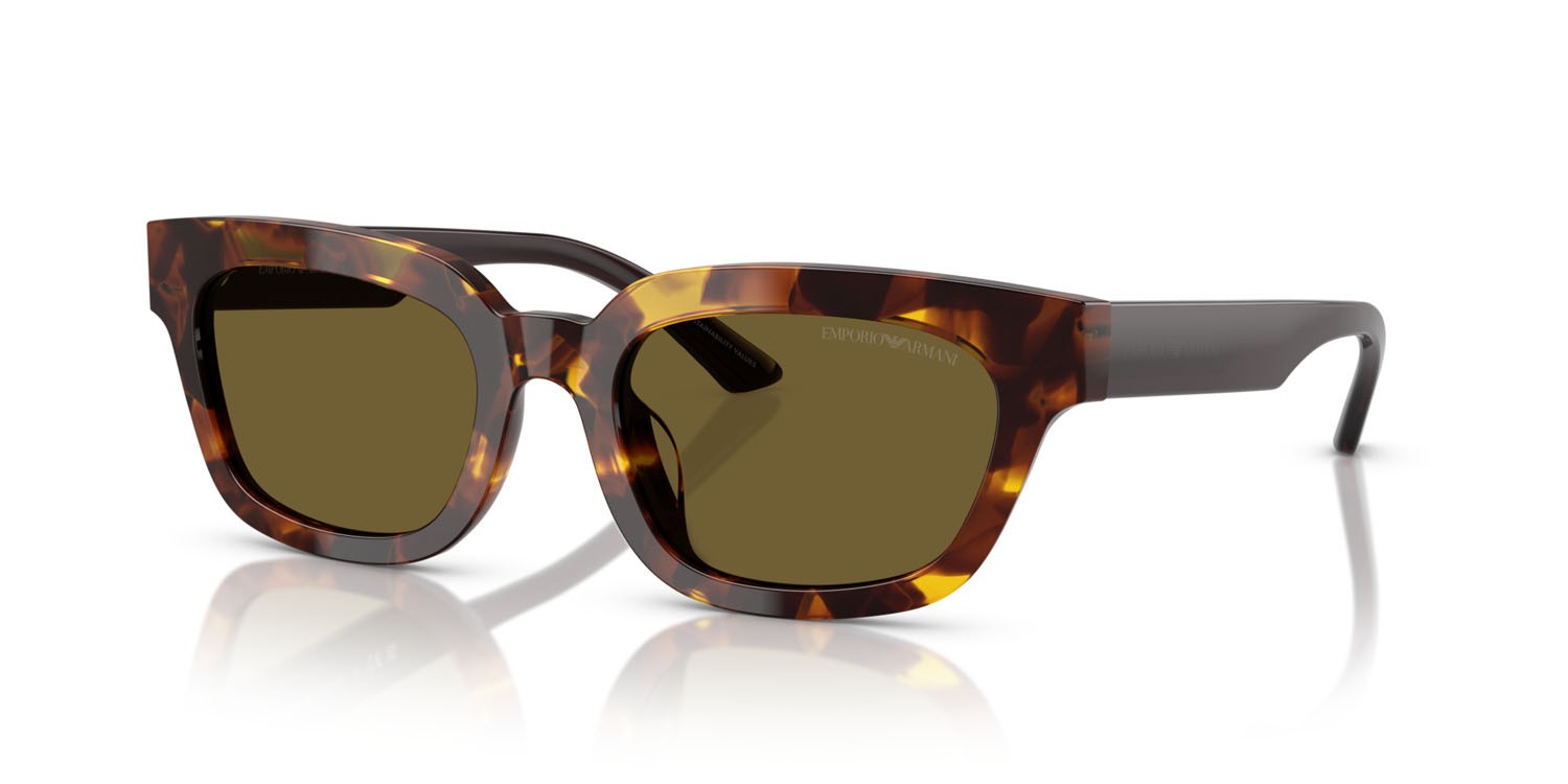 Sunglasses Emporio Armani EA 4233U (618173) color havana giallo shape irregular lenses marrone scuro