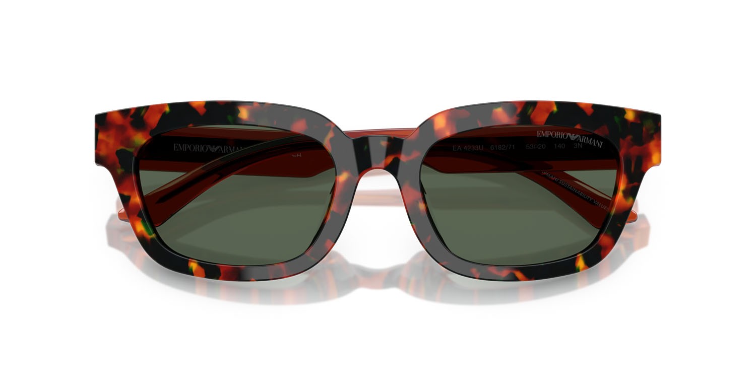 Sunglasses Emporio Armani EA 4233U (618271) color marrone havana shape irregular lenses verde scuro
