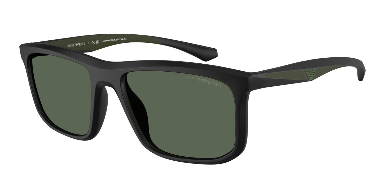 Occhiali da sole Emporio Armani EA 4234U (500171) colore nero opaco forma quadrato lenti verde scuro