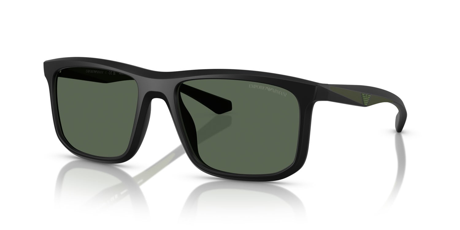 Occhiali da sole Emporio Armani EA 4234U (500171) colore nero opaco forma quadrato lenti verde scuro
