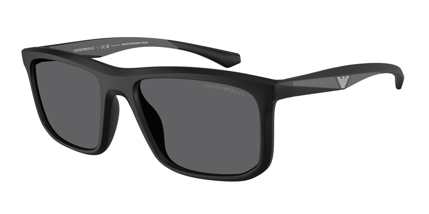 Occhiali da sole Emporio Armani EA 4234U (5001T3) colore nero opaco forma quadrato lenti polar grigio