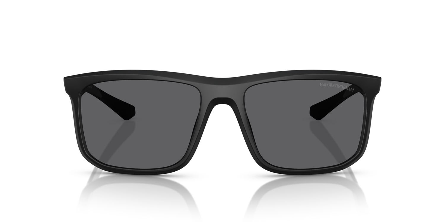 Occhiali da sole Emporio Armani EA 4234U (5001T3) colore nero opaco forma quadrato lenti polar grigio
