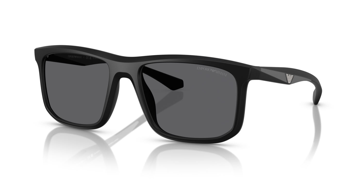 Occhiali da sole Emporio Armani EA 4234U (5001T3) colore nero opaco forma quadrato lenti polar grigio