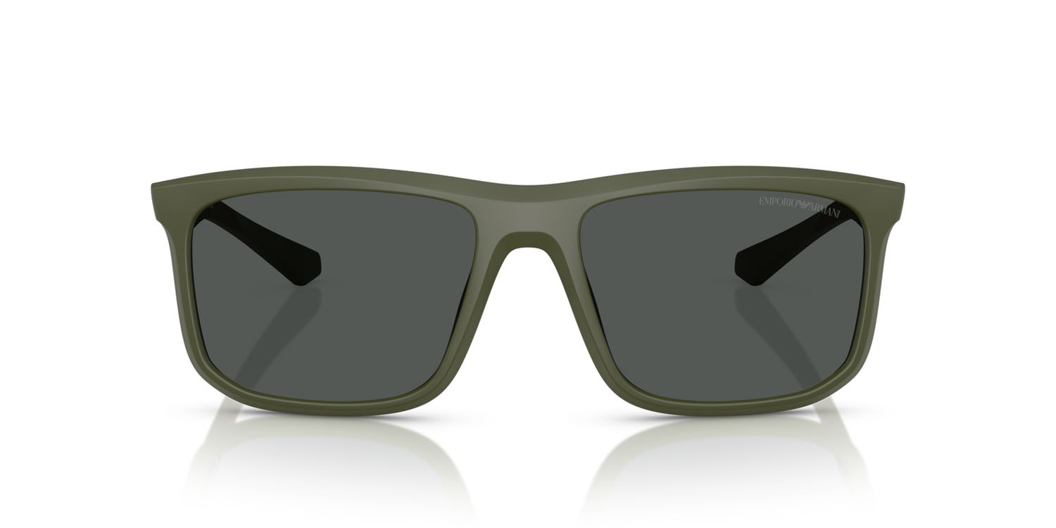 Occhiali da sole Emporio Armani EA 4234U (618487) colore verde opaco forma quadrato lenti grigio scuro