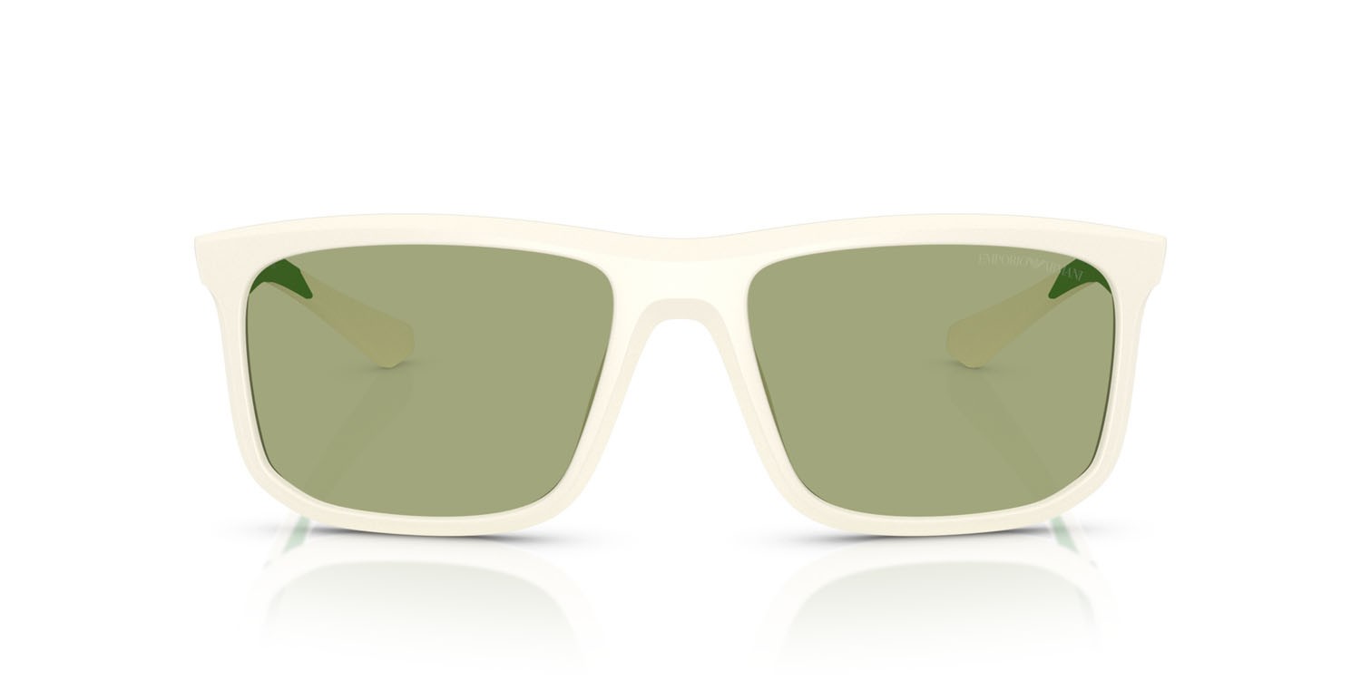 Occhiali da sole Emporio Armani EA 4234U (618782) colore bianco opaco forma quadrato lenti verde