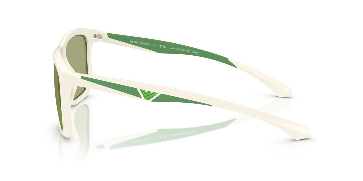 Occhiali da sole Emporio Armani EA 4234U (618782) colore bianco opaco forma quadrato lenti verde