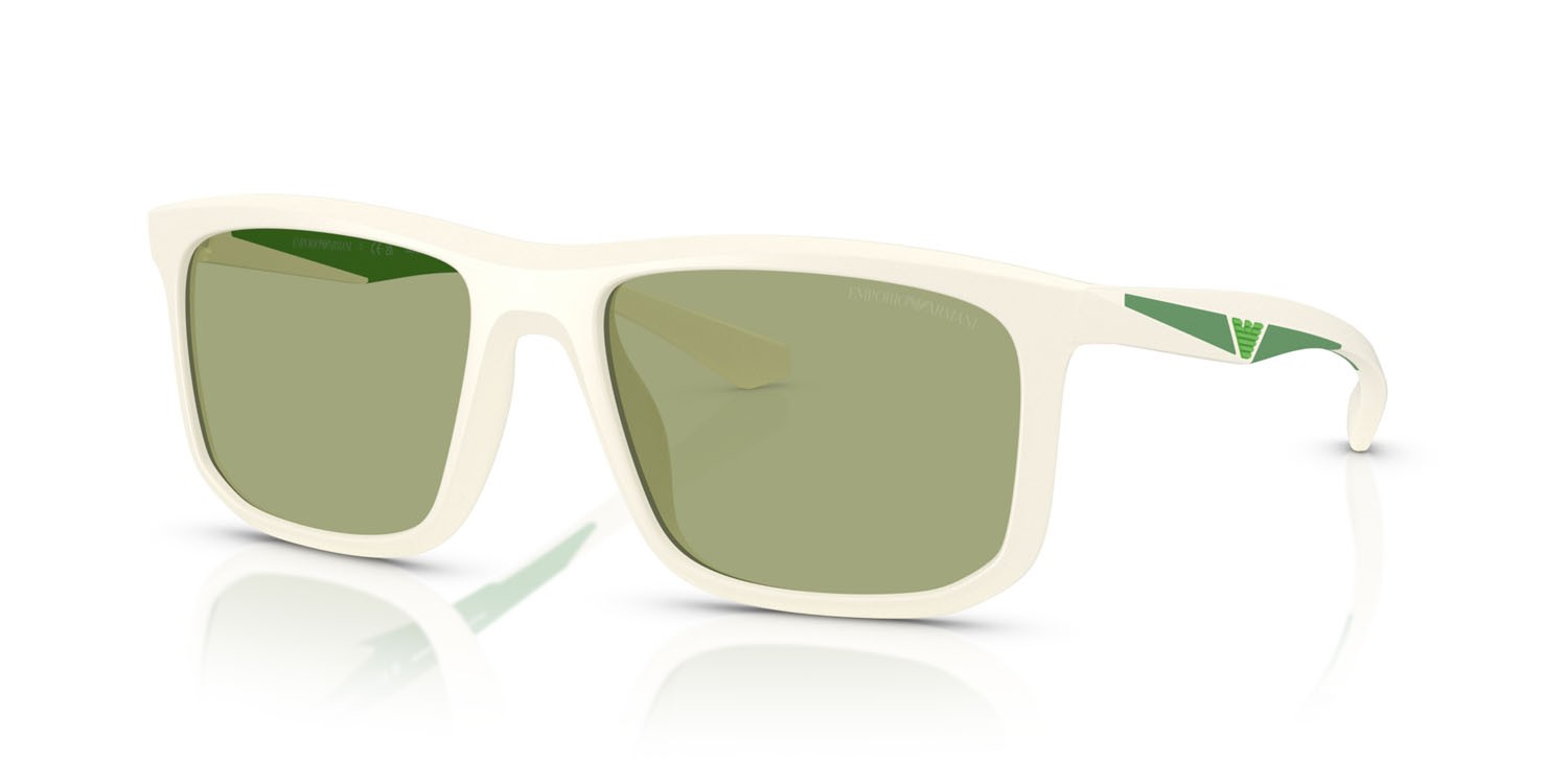 Occhiali da sole Emporio Armani EA 4234U (618782) colore bianco opaco forma quadrato lenti verde