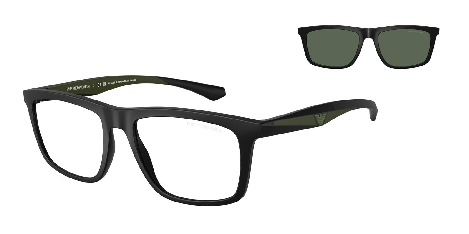 Occhiali da sole Emporio Armani EA 4235 (50011W) colore nero opaco forma quadrato lenti trasparente