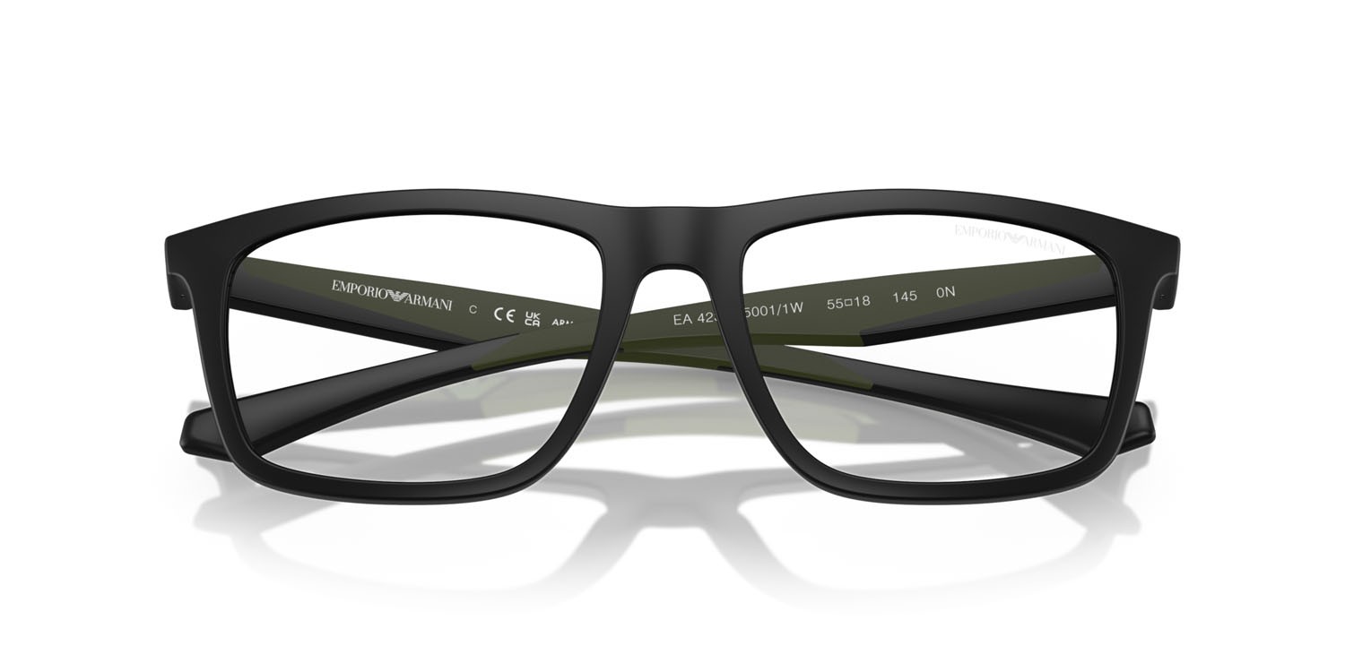 Occhiali da sole Emporio Armani EA 4235 (50011W) colore nero opaco forma quadrato lenti trasparente