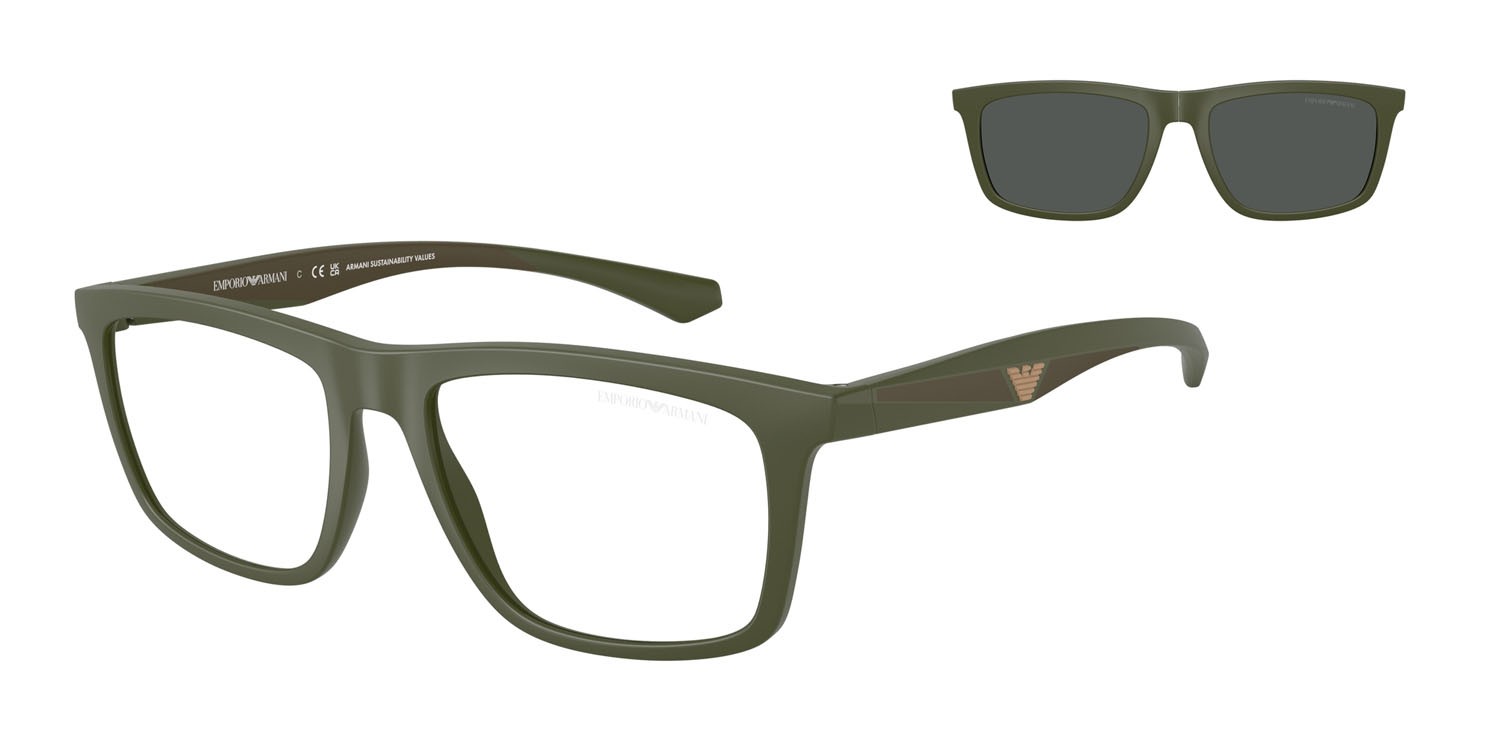Sunglasses Emporio Armani EA 4235 (61841W) color verde opaco shape square lenses trasparente