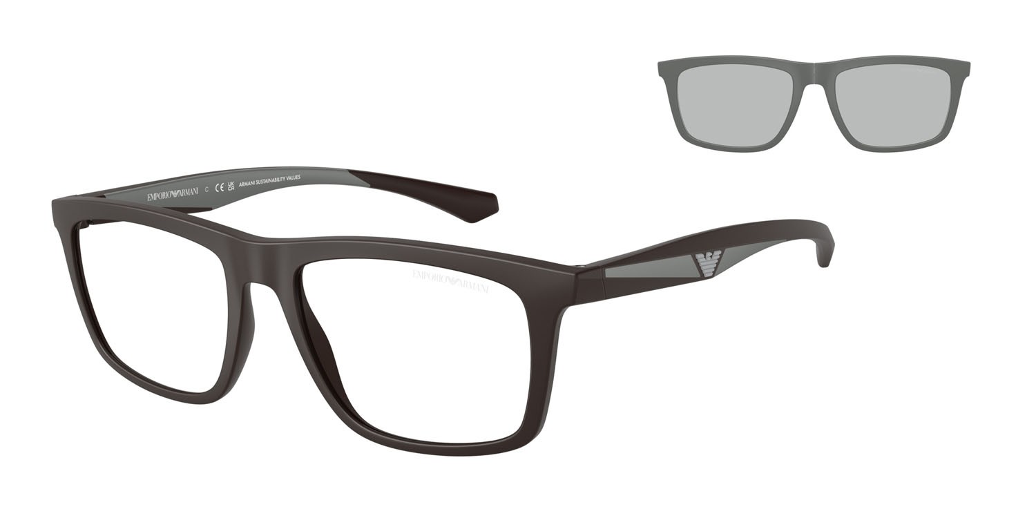 Occhiali da sole Emporio Armani EA 4235 (61861W) colore marrone opaco forma quadrato lenti trasparente