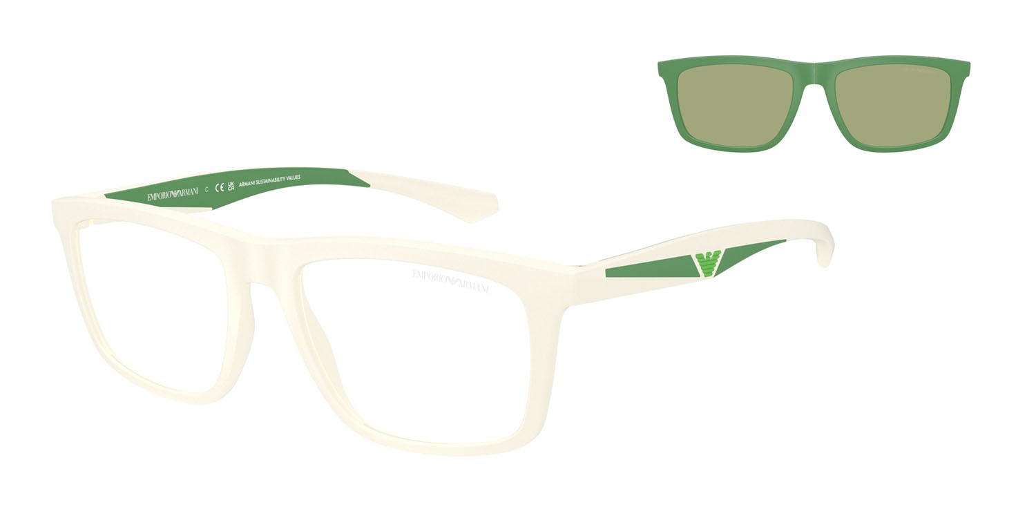 Sonnenbrillen Emporio Armani EA 4235 (61871W) farbe bianco opaco form quadratisch gläser trasparente