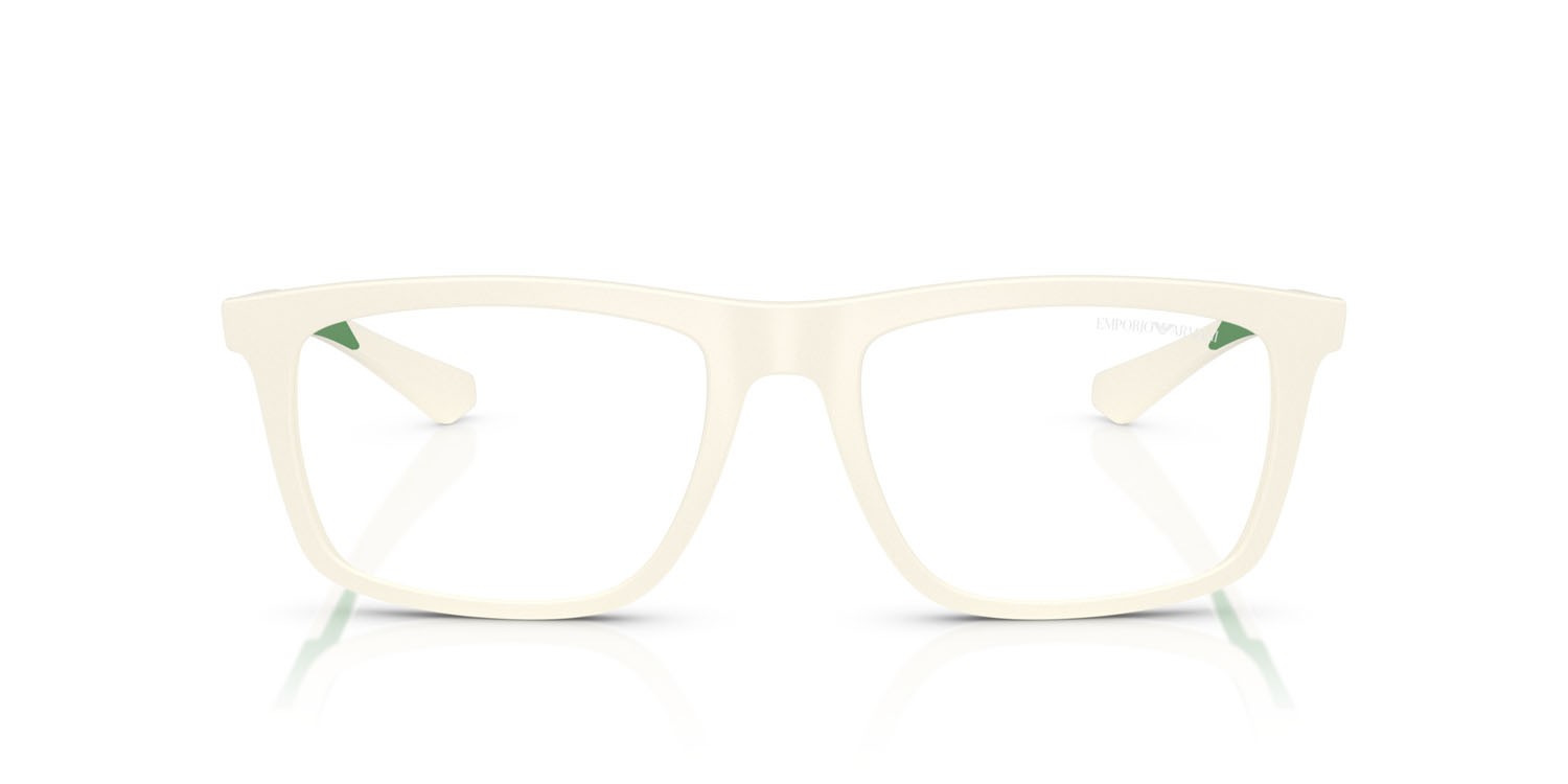 Sonnenbrillen Emporio Armani EA 4235 (61871W) farbe bianco opaco form quadratisch gläser trasparente