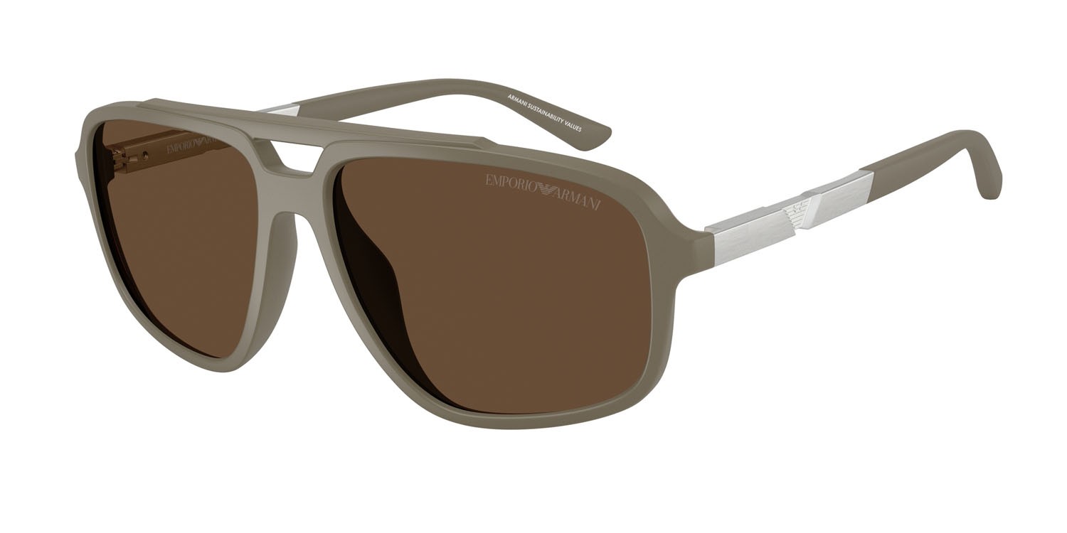 Occhiali da sole Emporio Armani EA 4236U (543773) colore beige opaco forma aviator lenti marrone scuro