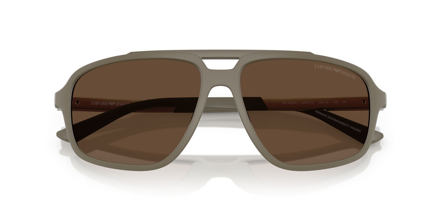Occhiali da sole Emporio Armani EA 4236U (543773) colore beige opaco forma aviator lenti marrone scuro