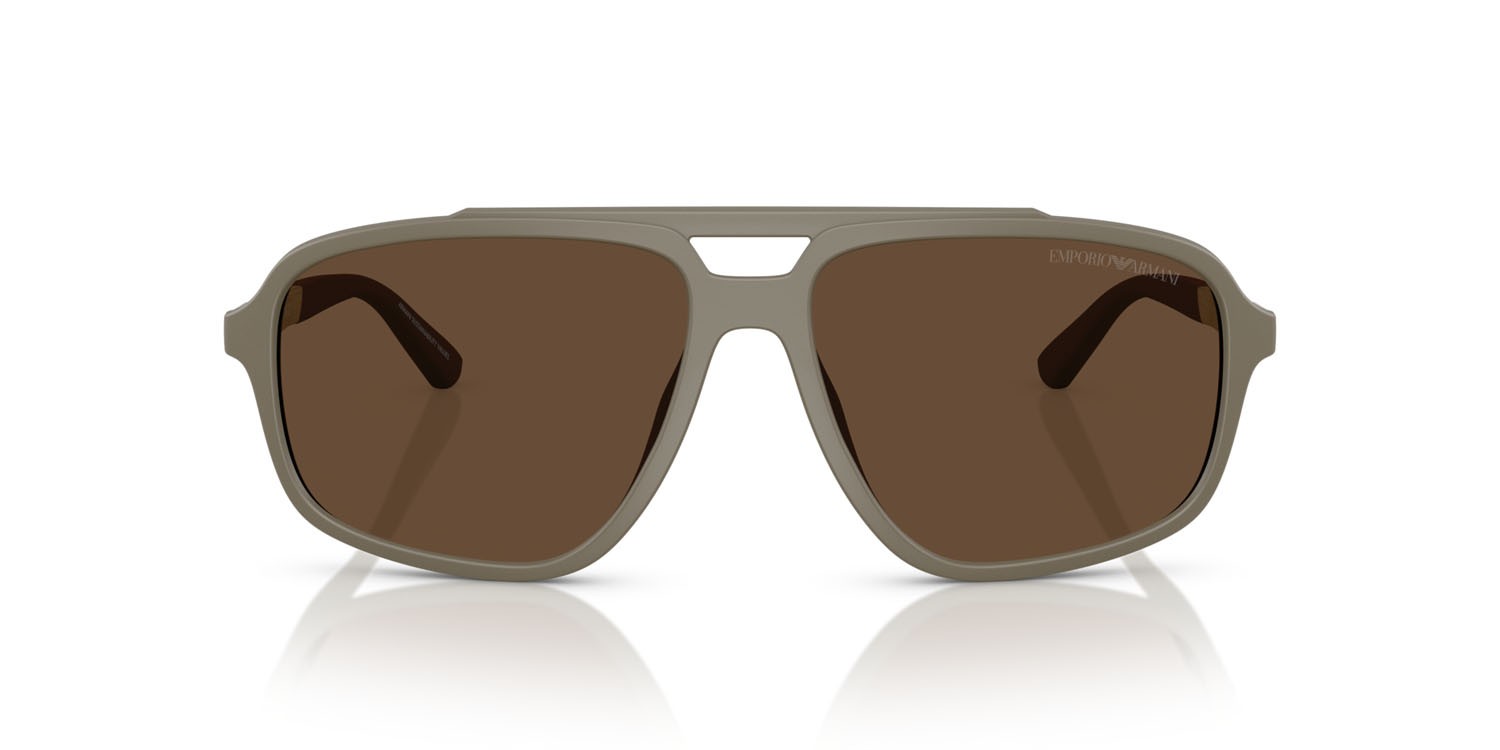 Occhiali da sole Emporio Armani EA 4236U (543773) colore beige opaco forma aviator lenti marrone scuro