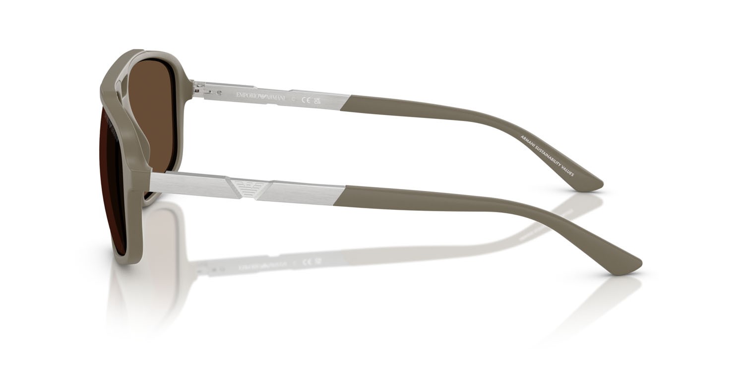 Occhiali da sole Emporio Armani EA 4236U (543773) colore beige opaco forma aviator lenti marrone scuro