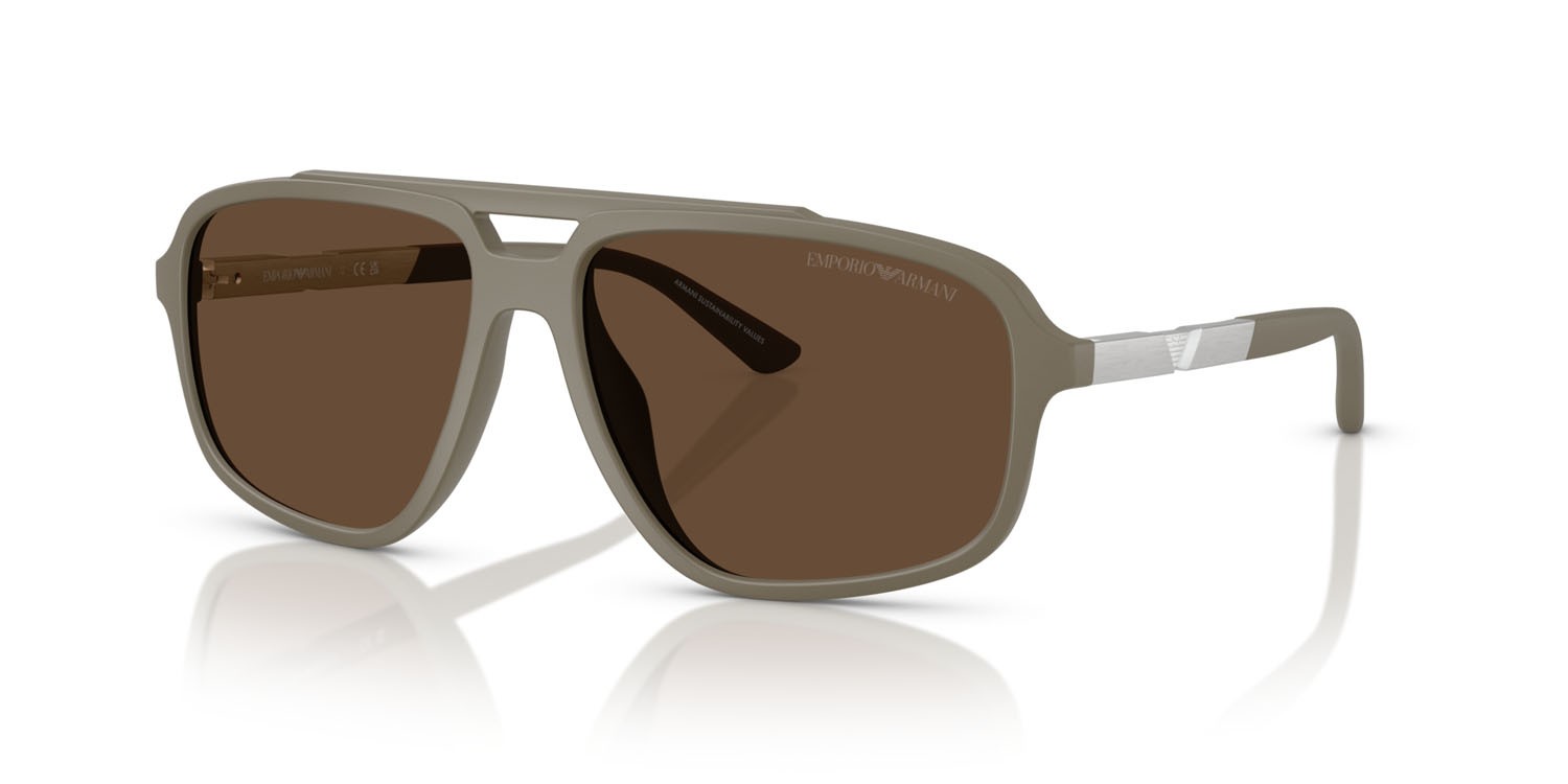 Occhiali da sole Emporio Armani EA 4236U (543773) colore beige opaco forma aviator lenti marrone scuro