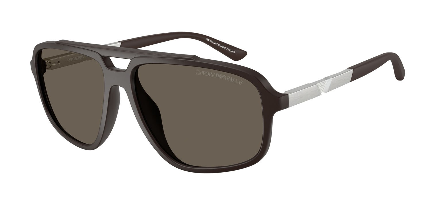 Occhiali da sole Emporio Armani EA 4236U (6186/3) colore marrone scuro forma aviator lenti marrone