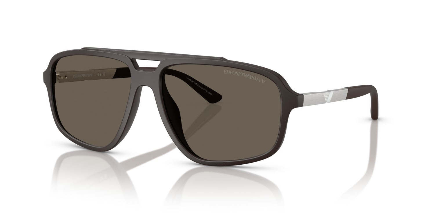 Occhiali da sole Emporio Armani EA 4236U (6186/3) colore marrone scuro forma aviator lenti marrone