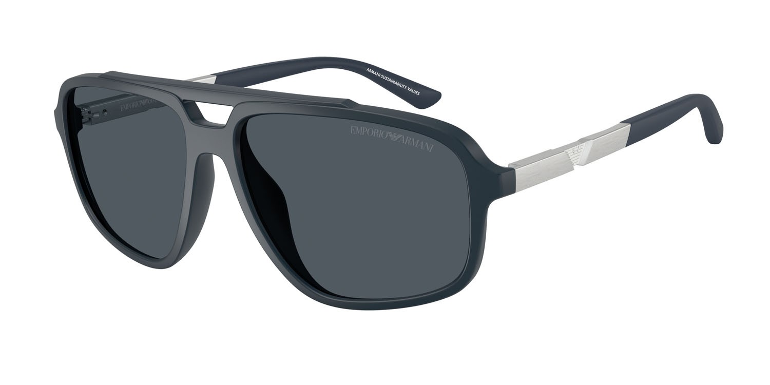 Occhiali da sole Emporio Armani EA 4236U (618987) colore blu scuro forma aviator lenti blu scuro