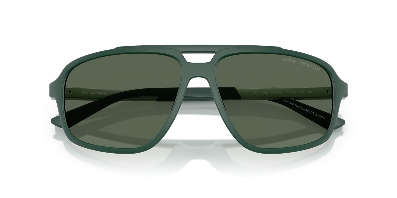 Occhiali da sole Emporio Armani EA 4236U (619071) colore verde scuro forma aviator lenti verde scuro