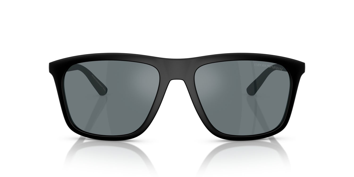 Occhiali da sole Emporio Armani EA 4237 (50016G) colore nero opaco forma quadrato lenti grigio nero specchiato