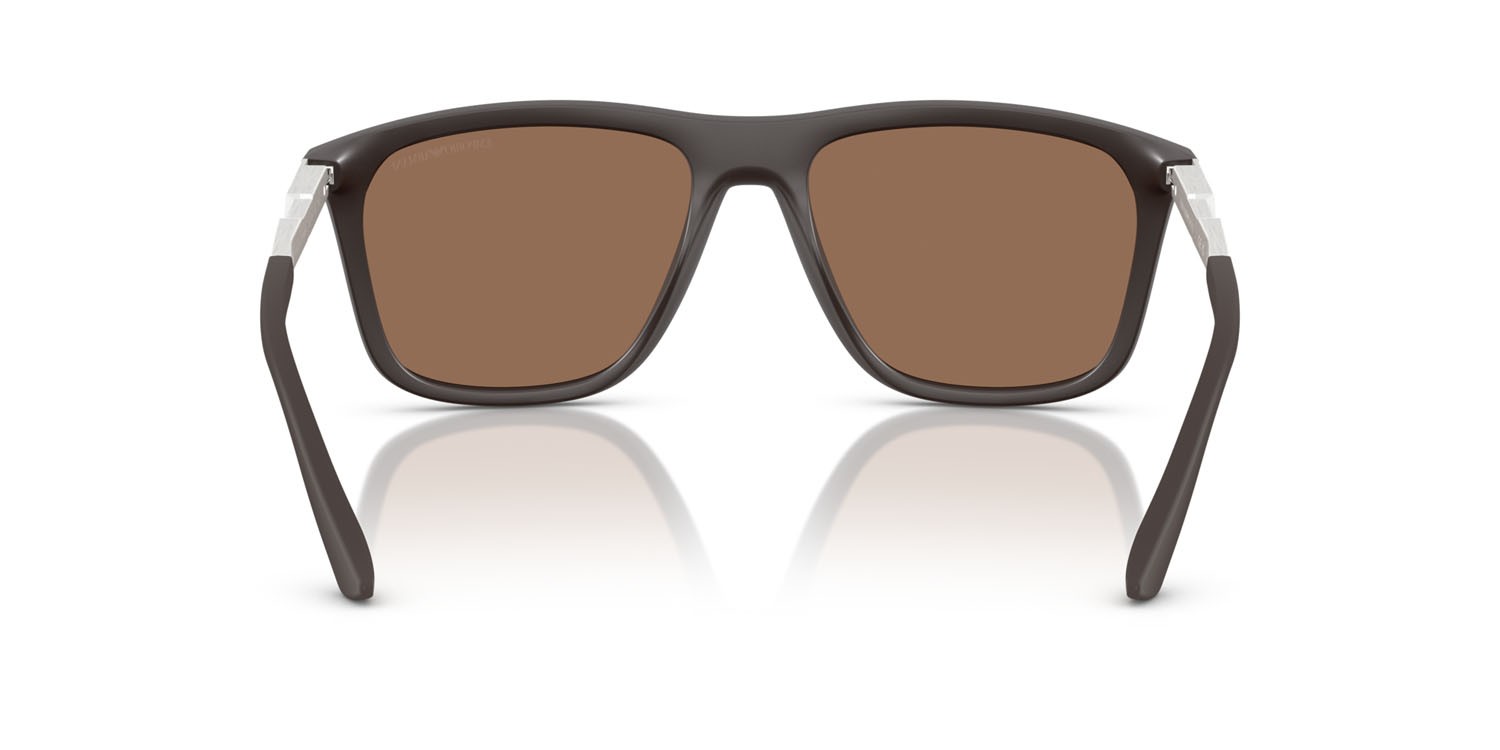 Occhiali da sole Emporio Armani EA 4237 (6186EF) colore marrone scuro opaco forma quadrato lenti marrone scuro specchiato oro