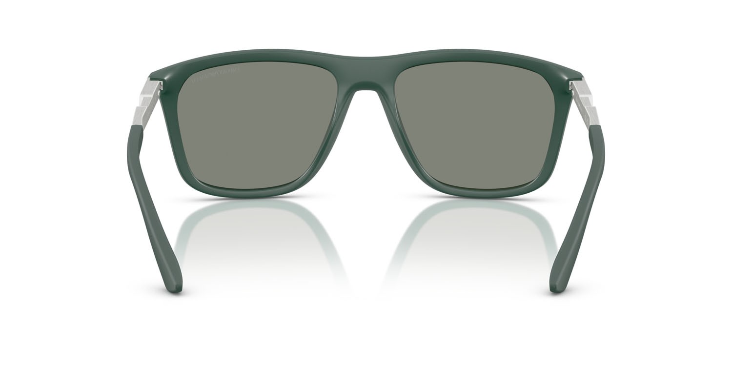 Occhiali da sole Emporio Armani EA 4237 (61906R) colore verde scuro opaco forma quadrato lenti grigio verde specchiato