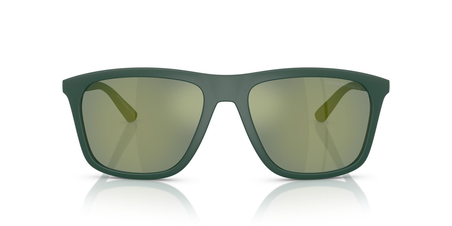 Occhiali da sole Emporio Armani EA 4237 (61906R) colore verde scuro opaco forma quadrato lenti grigio verde specchiato