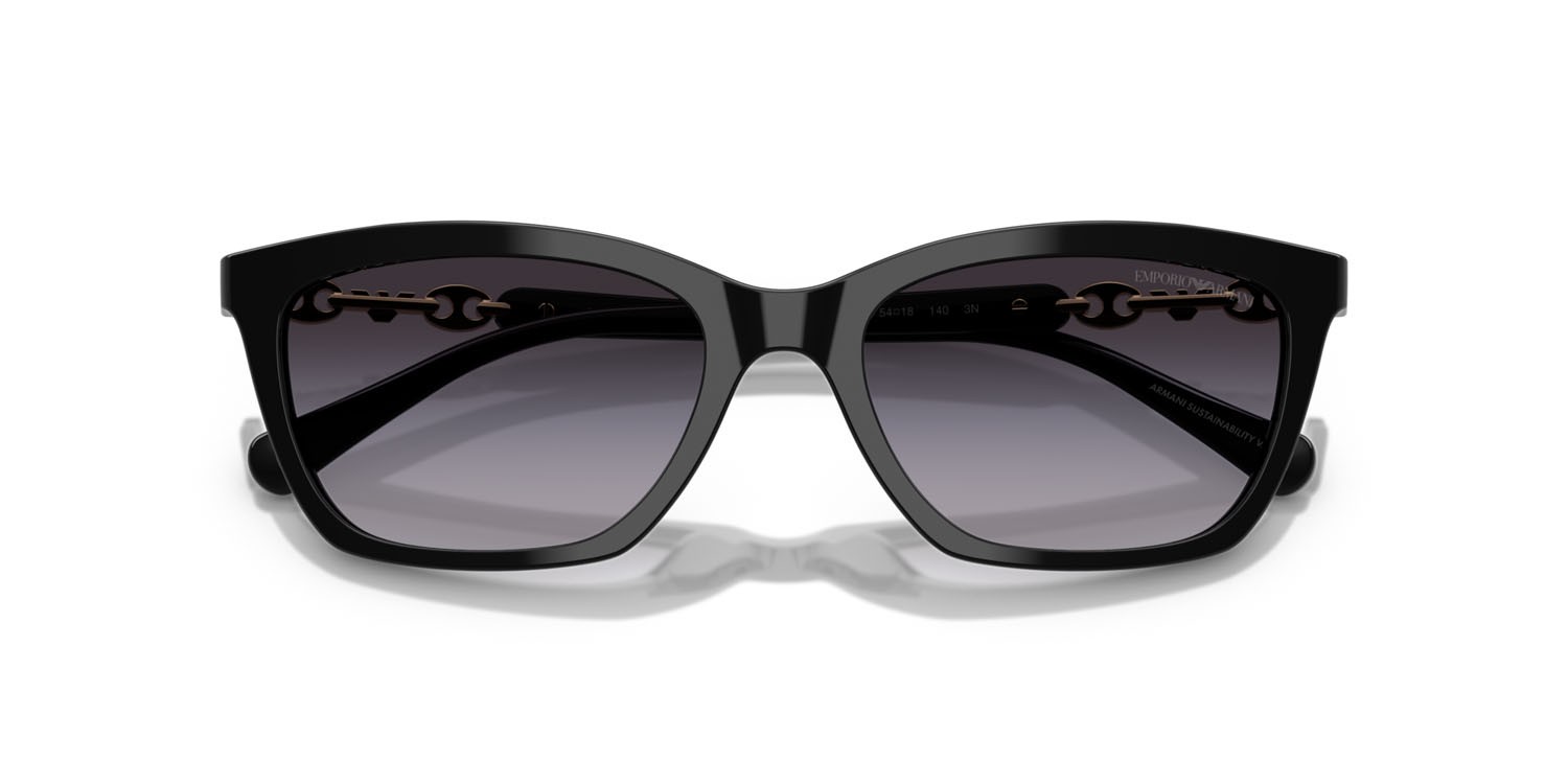 Sunglasses Emporio Armani EA 4238 (50178G) color nero lucido shape cat eye lenses sfumato grigio