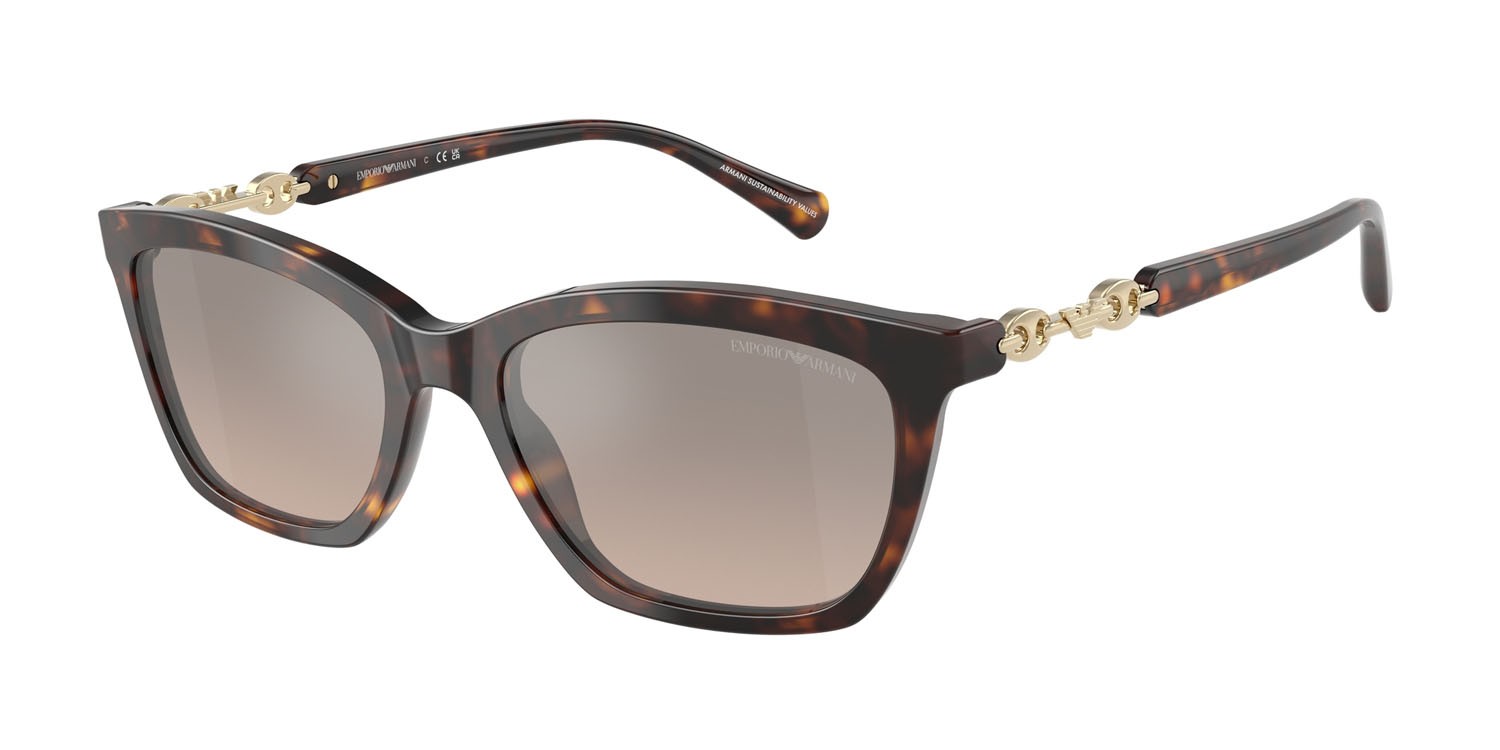 Sunglasses Emporio Armani EA 4238 (50266I) color havana lucido shape cat eye lenses brown grad grey mirror silver
