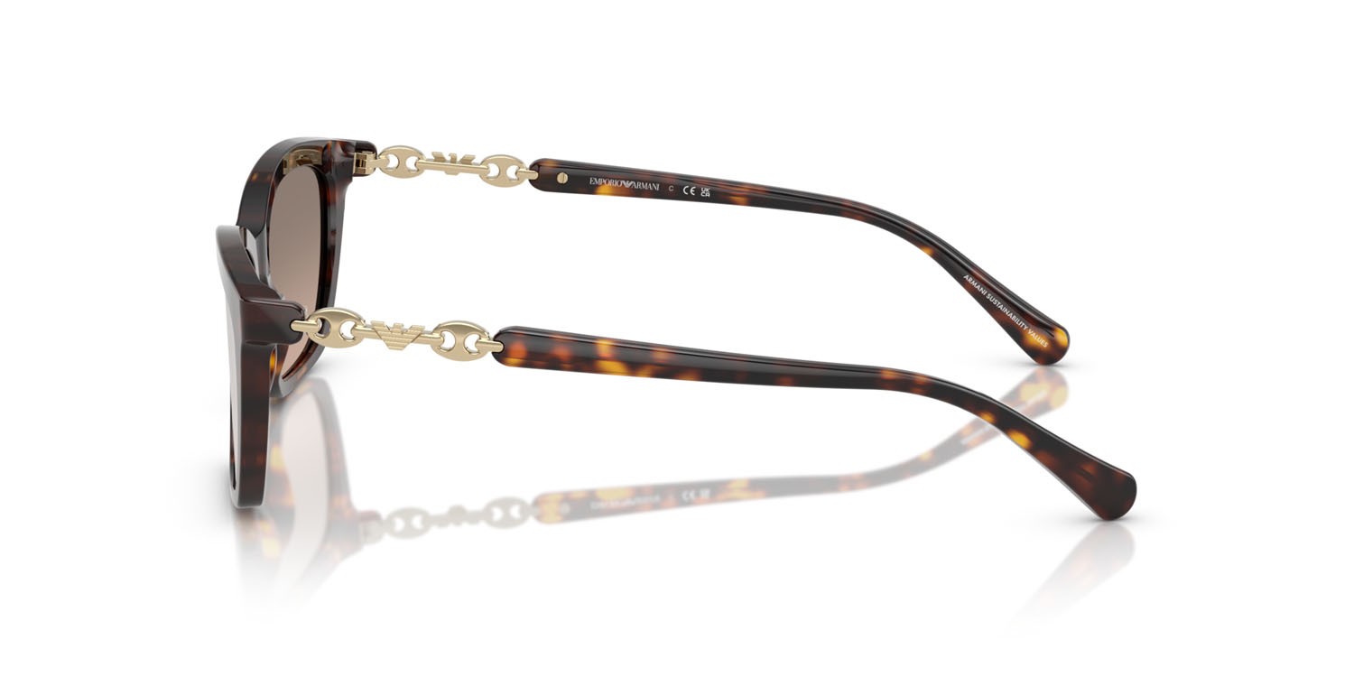 Sunglasses Emporio Armani EA 4238 (50266I) color havana lucido shape cat eye lenses brown grad grey mirror silver
