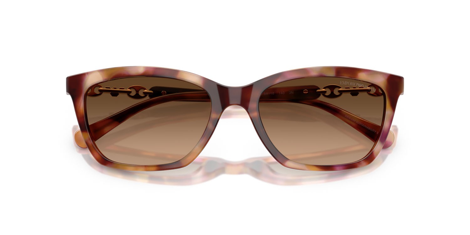 Occhiali da sole Emporio Armani EA 4238 (619674) colore rosso havana lucido forma cat eye lenti marrone sfumato