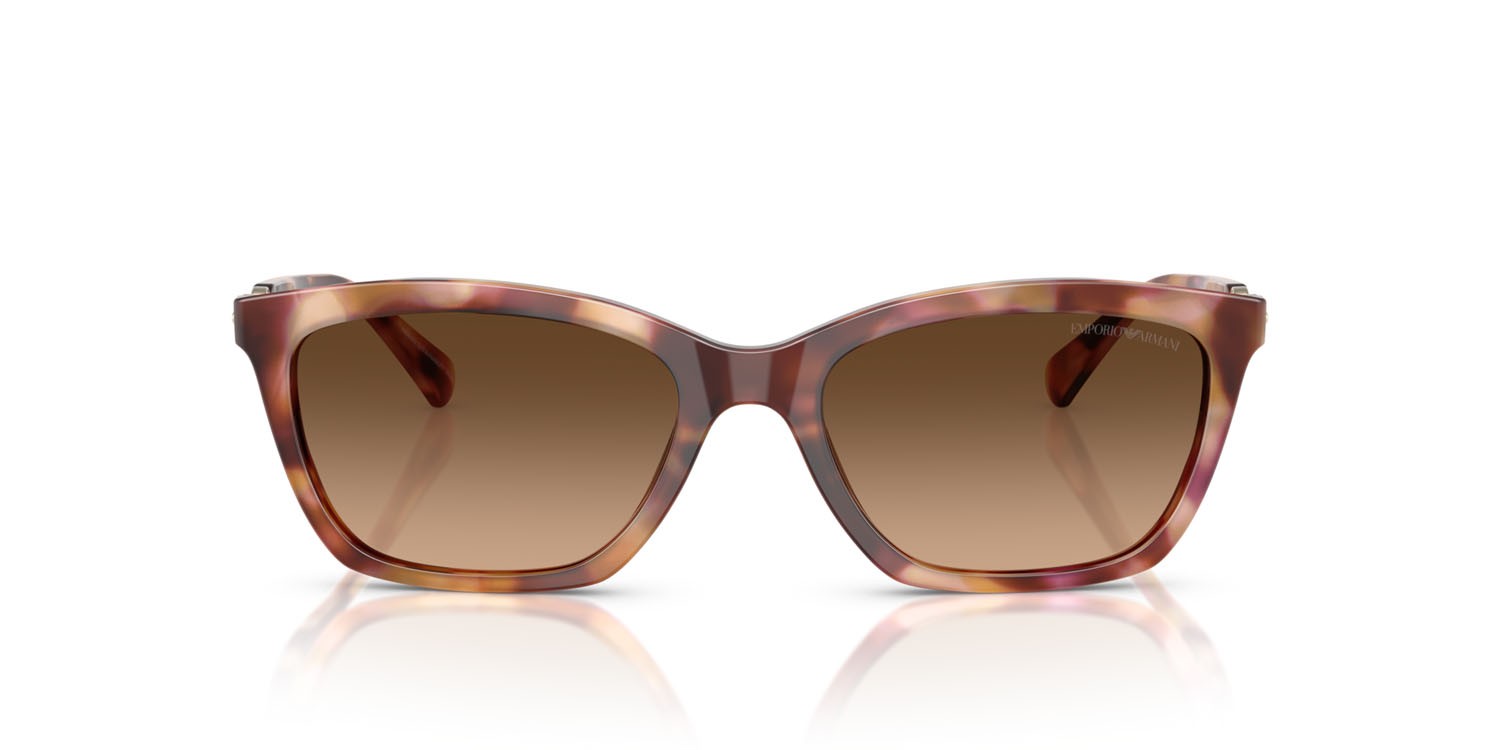 Occhiali da sole Emporio Armani EA 4238 (619674) colore rosso havana lucido forma cat eye lenti marrone sfumato
