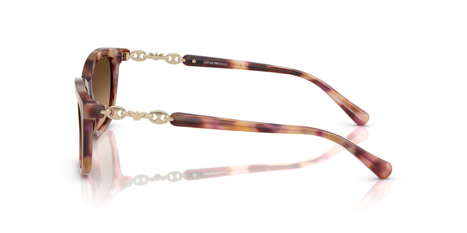 Occhiali da sole Emporio Armani EA 4238 (619674) colore rosso havana lucido forma cat eye lenti marrone sfumato