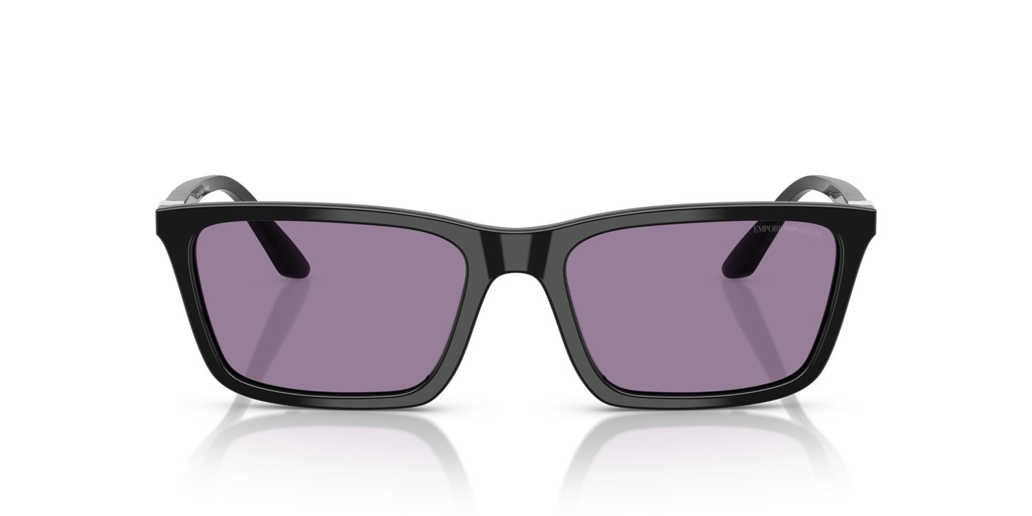 Sunglasses Emporio Armani EA 4239U (501769) color nero lucido shape rectangle lenses violetto