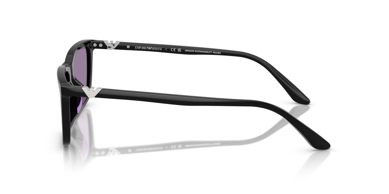 Sunglasses Emporio Armani EA 4239U (501769) color nero lucido shape rectangle lenses violetto